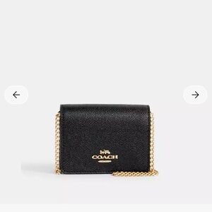 Coach Black Leather Wallet with Gold Chain